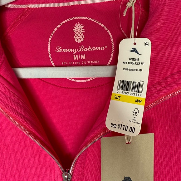 Tommy Bahama Aruba Half-Zip Bright Blush - Picture 3 of 7